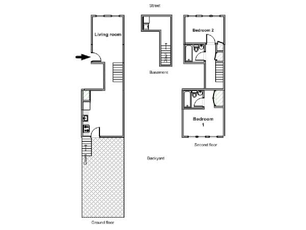 New York 2 Camere da letto - Duplex appartamento - piantina approssimativa dell' appartamento  (NY-19275)