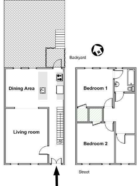 New York 2 Bedroom - Duplex apartment - apartment layout  (NY-19280)