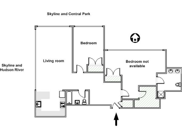 New York 2 Bedroom roommate share apartment - apartment layout  (NY-19307)