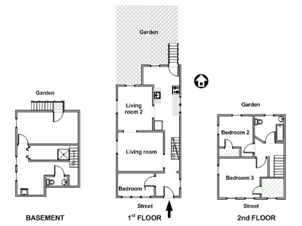 New York 3 Bedroom apartment - apartment layout  (NY-19318)