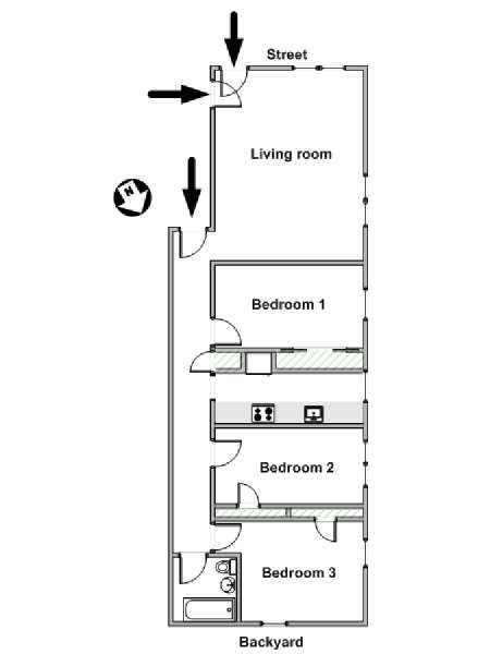 New York 3 Bedroom apartment - apartment layout  (NY-19319)