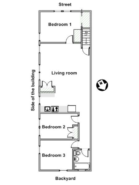 New York 3 Bedroom apartment - apartment layout  (NY-19320)