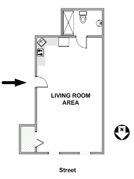 New York Studio T1 logement location appartement - plan schématique  (NY-19323)