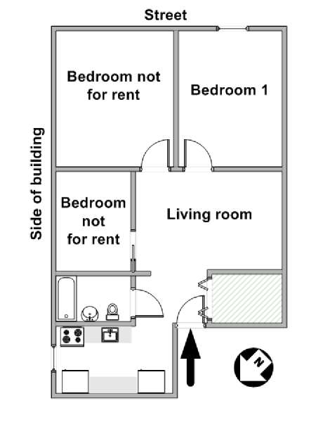 New York 3 Camere da letto stanza in affitto - piantina approssimativa dell' appartamento  (NY-19327)