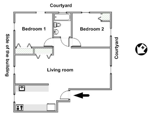 New York 2 Camere da letto appartamento - piantina approssimativa dell' appartamento  (NY-19329)