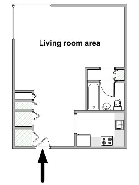 New York Grande monolocale appartamento - piantina approssimativa dell' appartamento  (NY-19349)