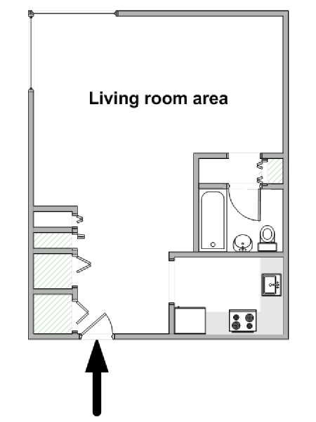 New York Studio avec Alcôve T1 logement location appartement - plan schématique  (NY-19349)