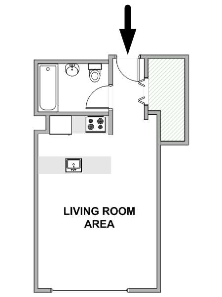 New York Monolocale appartamento - piantina approssimativa dell' appartamento  (NY-19358)