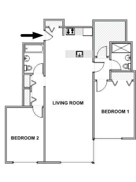 New York 2 Bedroom apartment - apartment layout  (NY-19361)