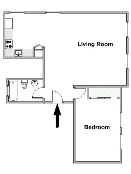 New York 1 Bedroom apartment - apartment layout  (NY-19390)