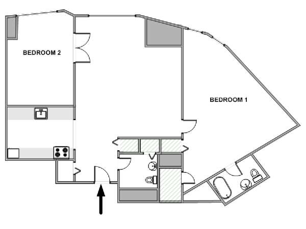 New York 2 Camere da letto appartamento - piantina approssimativa dell' appartamento  (NY-19403)