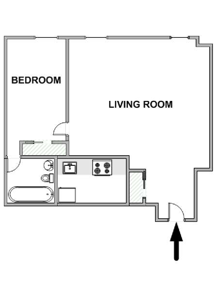 New York 1 Bedroom apartment - apartment layout  (NY-19407)