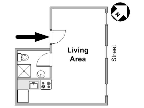 New York Monolocale appartamento - piantina approssimativa dell' appartamento  (NY-19415)