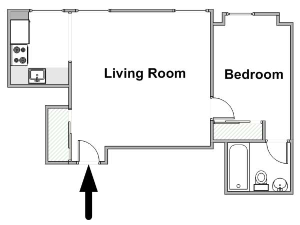Nueva York 1 Dormitorio apartamento - esquema  (NY-19416)