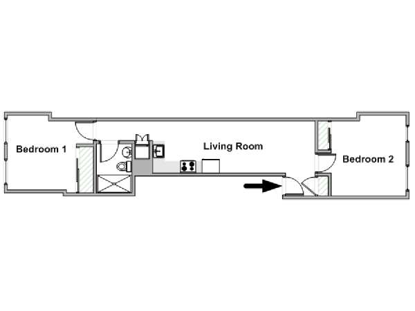 New York 2 Bedroom apartment - apartment layout  (NY-19425)