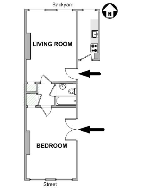 New York 1 Bedroom apartment - apartment layout  (NY-19432)