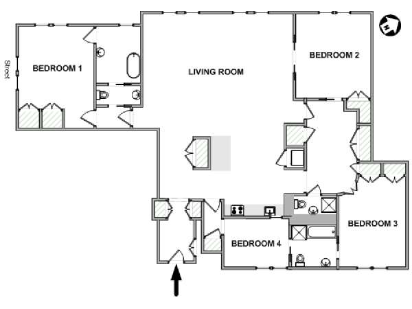 New York 4 Bedroom apartment - apartment layout  (NY-19452)