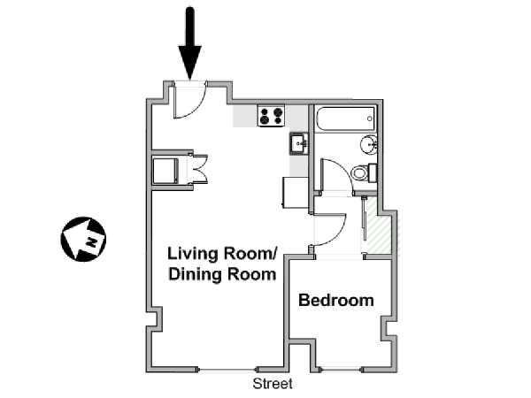 Nueva York 1 Dormitorio apartamento - esquema  (NY-19463)