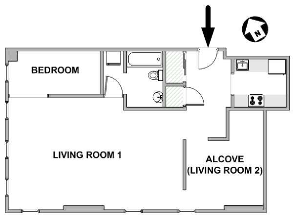 New York 1 Camera da letto - Loft appartamento - piantina approssimativa dell' appartamento  (NY-19470)