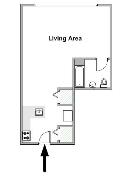 New York Monolocale appartamento - piantina approssimativa dell' appartamento  (NY-19481)