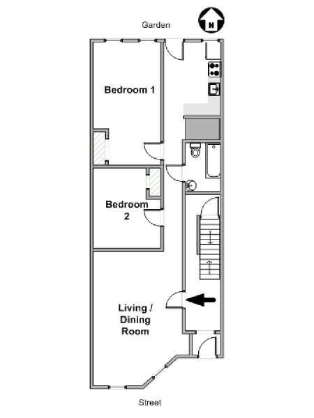 New York 2 Bedroom roommate share apartment - apartment layout  (NY-19498)