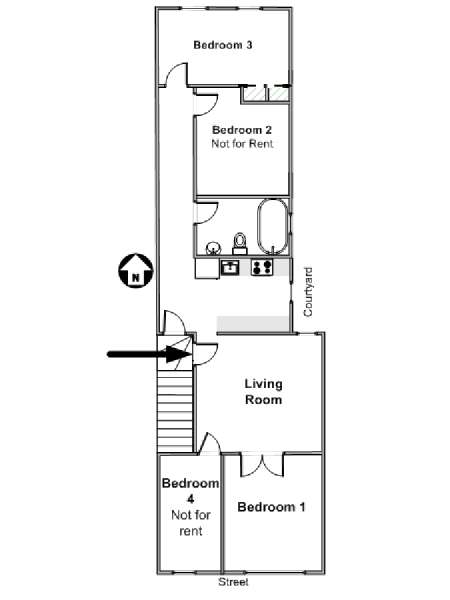 New York 4 Bedroom roommate share apartment - apartment layout  (NY-19508)