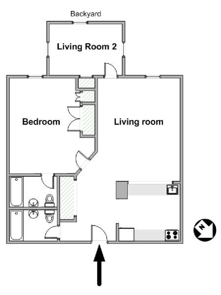 New York 1 Camera da letto appartamento - piantina approssimativa dell' appartamento  (NY-19514)