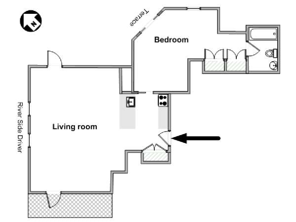 New York 1 Bedroom apartment - apartment layout  (NY-19520)