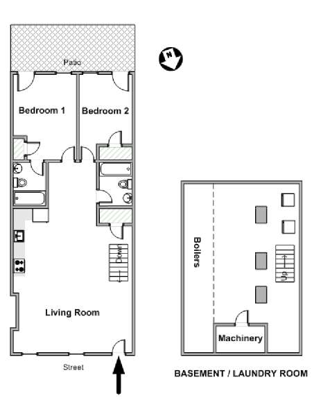 New York 2 Bedroom - Duplex apartment - apartment layout  (NY-19537)