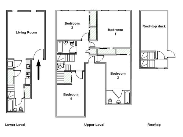 New York 4 Camere da letto - Duplex appartamento - piantina approssimativa dell' appartamento  (NY-19546)