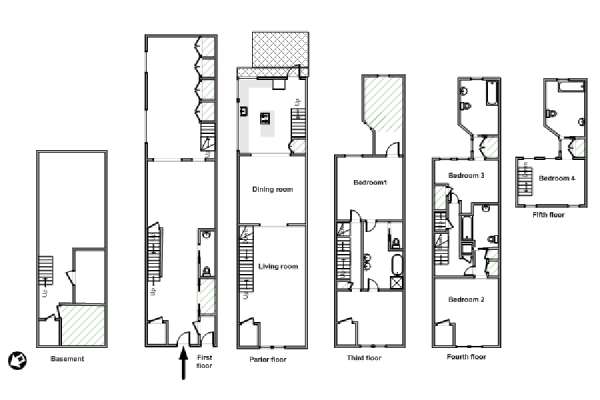 New York 4 Camere da letto appartamento - piantina approssimativa dell' appartamento  (NY-19556)
