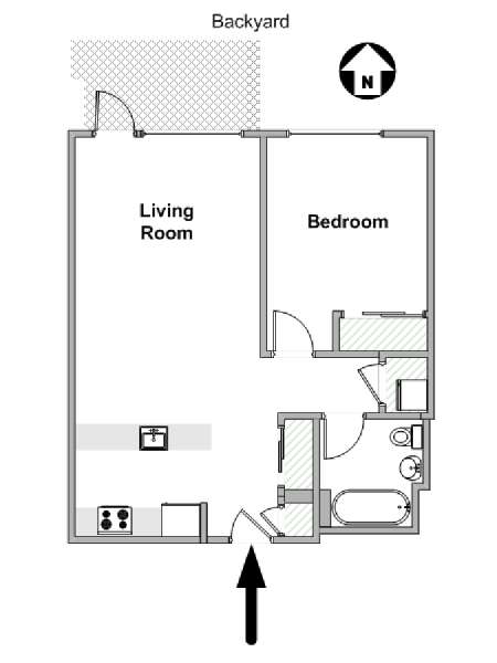 New York 1 Bedroom apartment - apartment layout  (NY-19569)