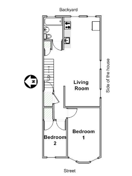 New York 2 Camere da letto appartamento - piantina approssimativa dell' appartamento  (NY-19572)