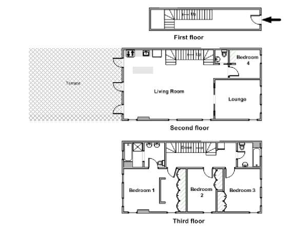 New York 4 Camere da letto - Duplex appartamento - piantina approssimativa dell' appartamento  (NY-19588)