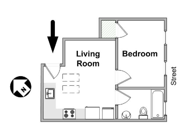 New York 2 Zimmer wohnungsvermietung - layout  (NY-19593)