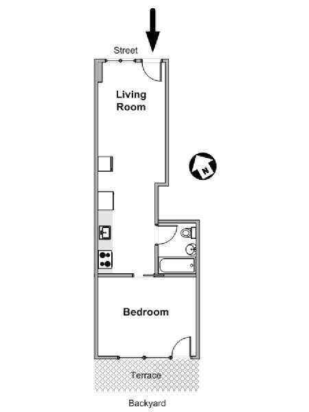 New York 1 Bedroom apartment - apartment layout  (NY-19601)