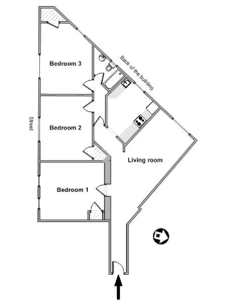 New York 3 Bedroom apartment - apartment layout  (NY-19606)
