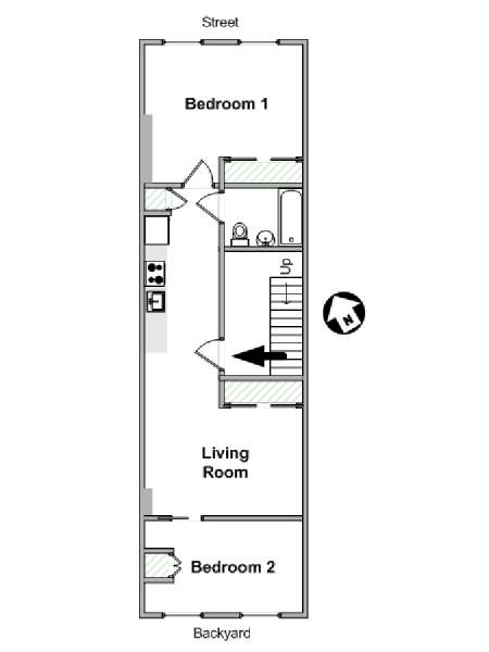 New York 2 Camere da letto appartamento - piantina approssimativa dell' appartamento  (NY-19608)