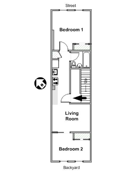 New York 2 Camere da letto appartamento - piantina approssimativa dell' appartamento  (NY-19609)