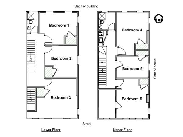 New York T7 - Duplex appartement colocation - plan schématique  (NY-19612)