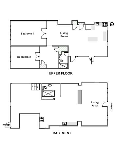 New York 2 Bedroom - Duplex apartment - apartment layout  (NY-19628)