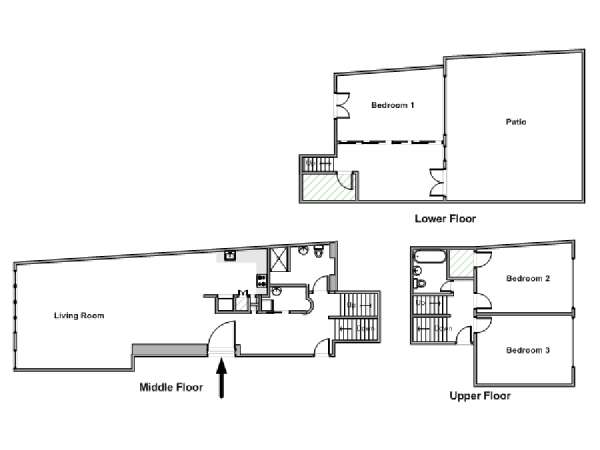 New York 3 Bedroom - Loft apartment - apartment layout  (NY-19635)