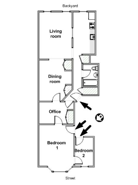 New York 2 Camere da letto appartamento - piantina approssimativa dell' appartamento  (NY-19636)
