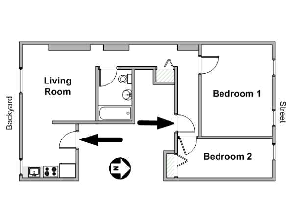 New York 2 Camere da letto appartamento - piantina approssimativa dell' appartamento  (NY-19652)