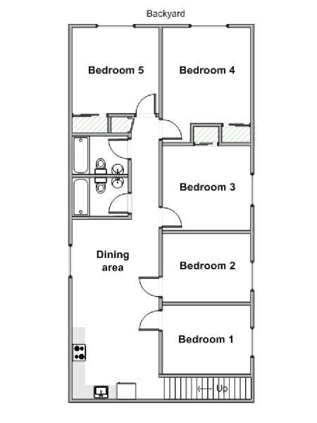 New York 7 Bedroom - Duplex roommate share apartment - apartment layout  (NY-19655)