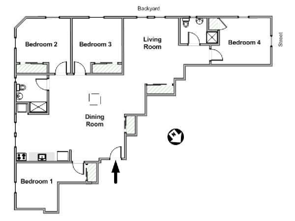New York 4 Bedroom apartment - apartment layout  (NY-19659)