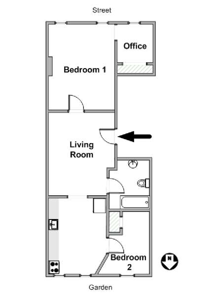 New York 2 Bedroom apartment - apartment layout  (NY-19680)