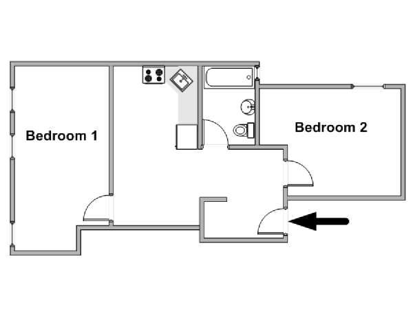 New York 2 Camere da letto stanza in affitto - piantina approssimativa dell' appartamento  (NY-19687)