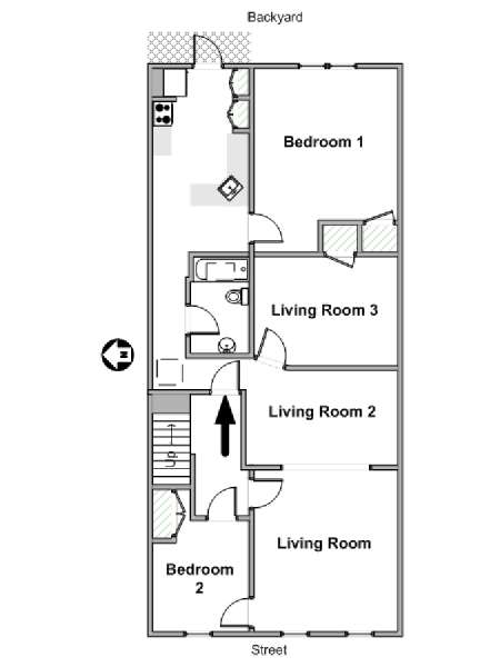 New York 2 Bedroom roommate share apartment - apartment layout  (NY-19714)