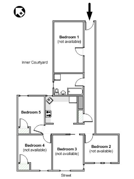 New York 5 Bedroom roommate share apartment - apartment layout  (NY-19715)